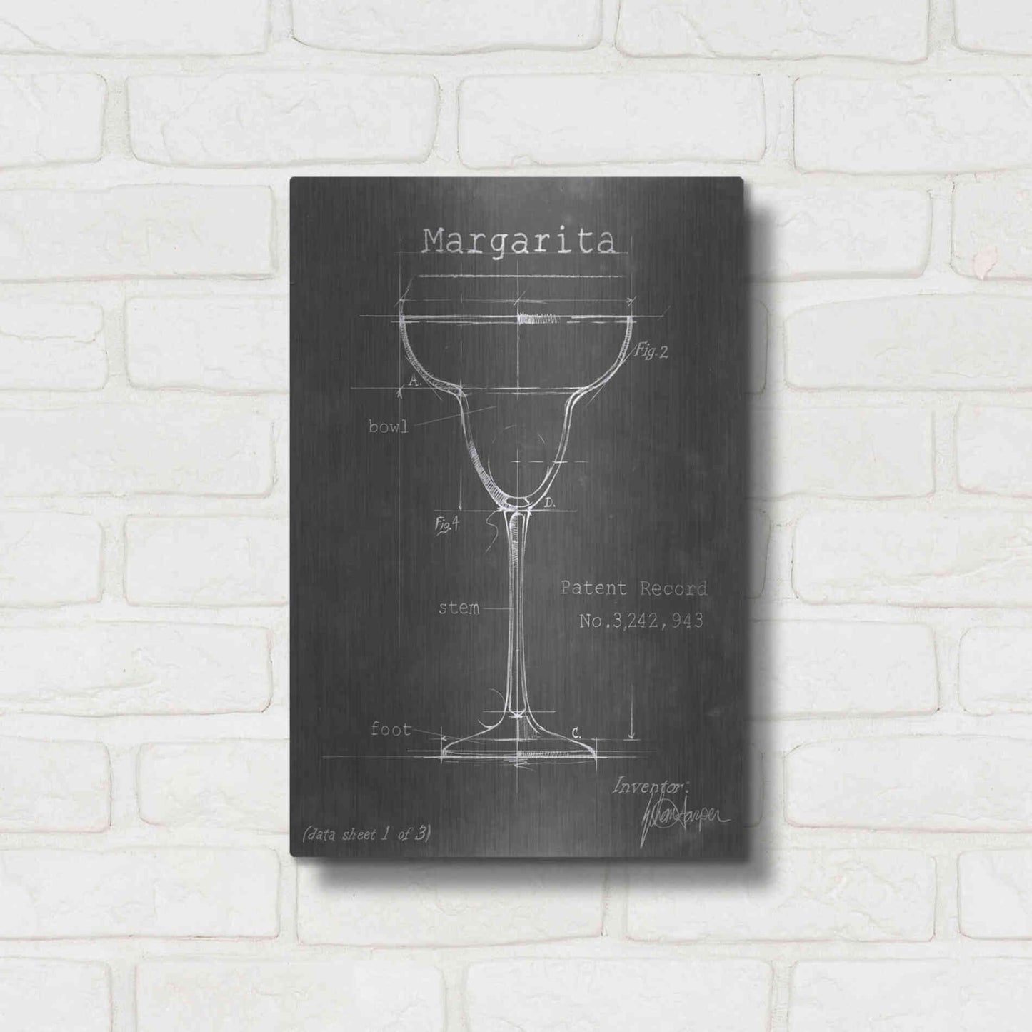 Luxe Metal Art 'Barware Blueprint VI' by Ethan Harper Metal Wall Art,12x16