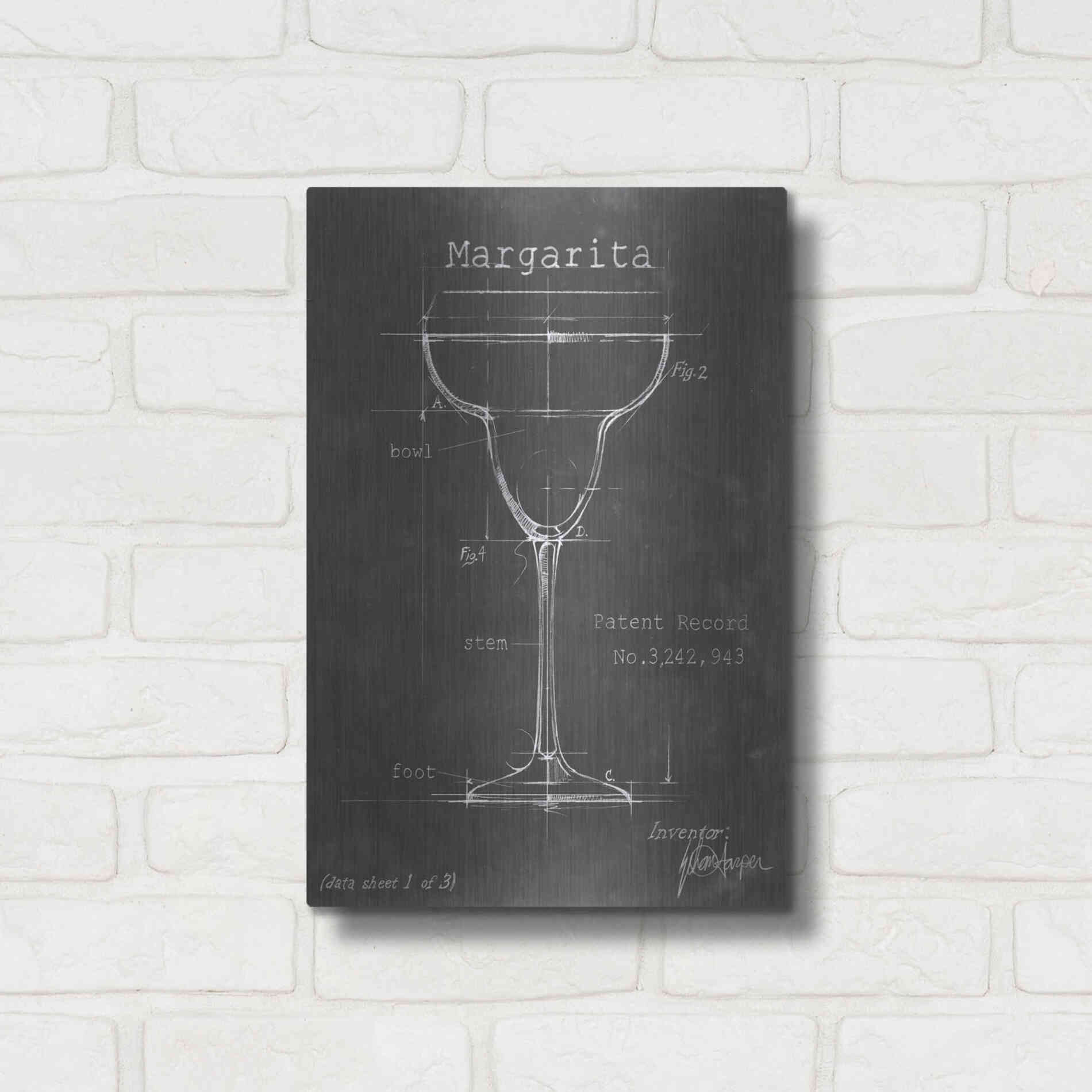 Luxe Metal Art 'Barware Blueprint VI' by Ethan Harper Metal Wall Art,12x16