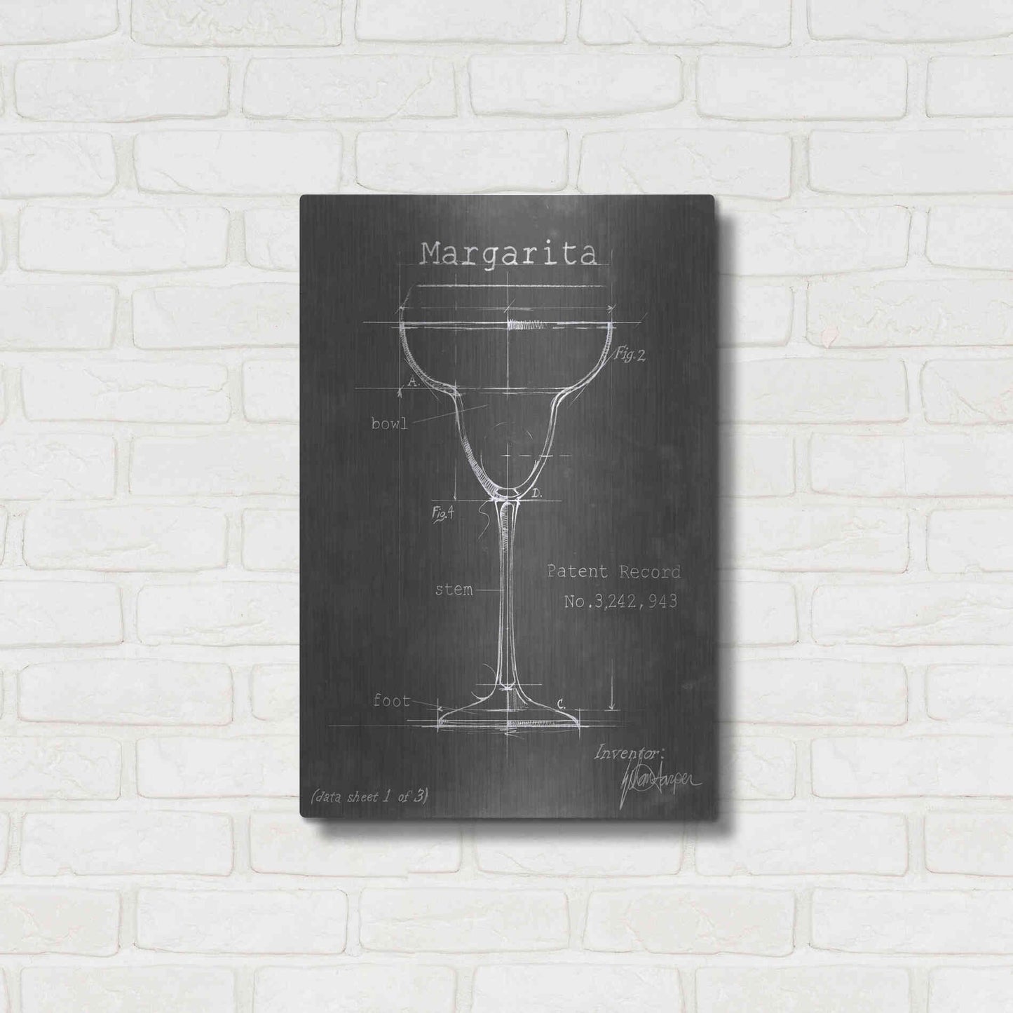 Luxe Metal Art 'Barware Blueprint VI' by Ethan Harper Metal Wall Art,16x24