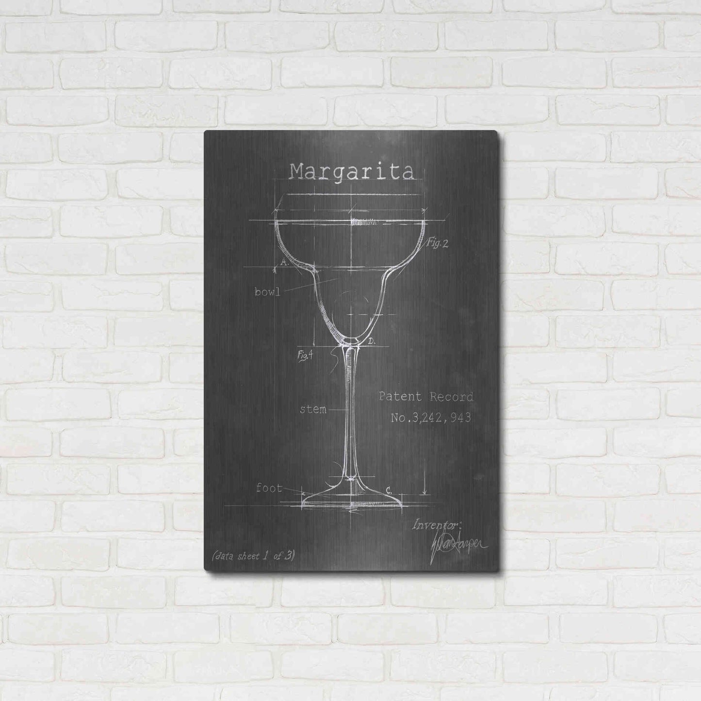 Luxe Metal Art 'Barware Blueprint VI' by Ethan Harper Metal Wall Art,24x36