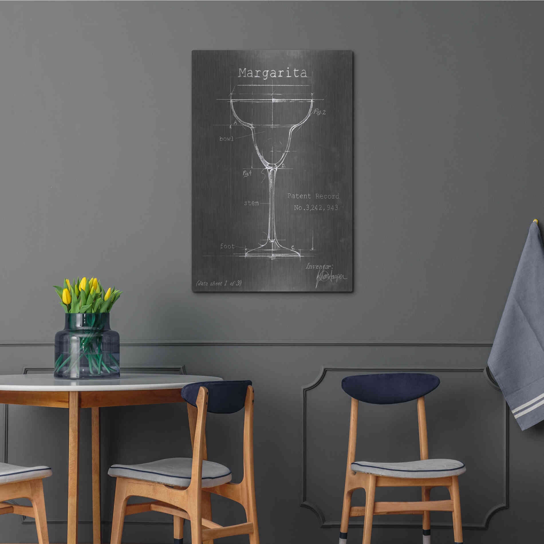 Luxe Metal Art 'Barware Blueprint VI' by Ethan Harper Metal Wall Art,24x36