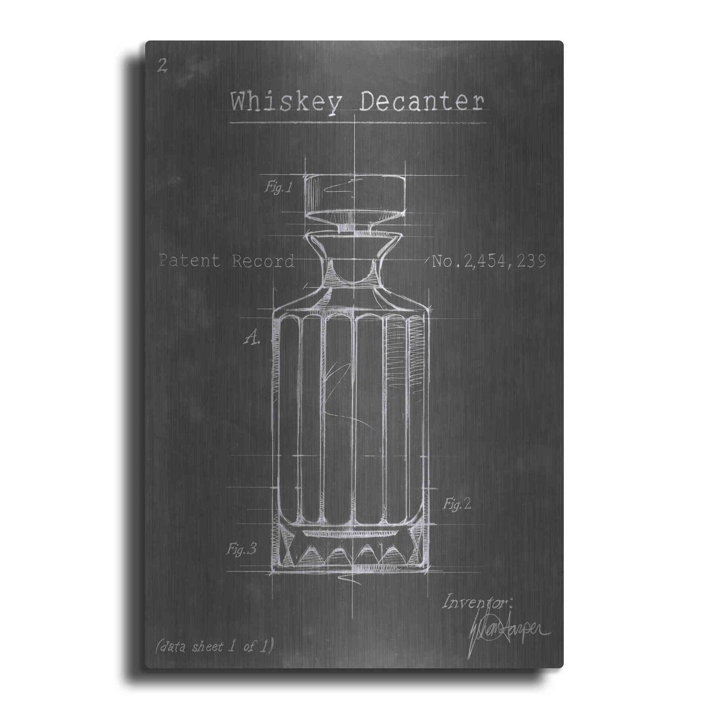 Luxe Metal Art 'Barware Blueprint VII' by Ethan Harper Metal Wall Art