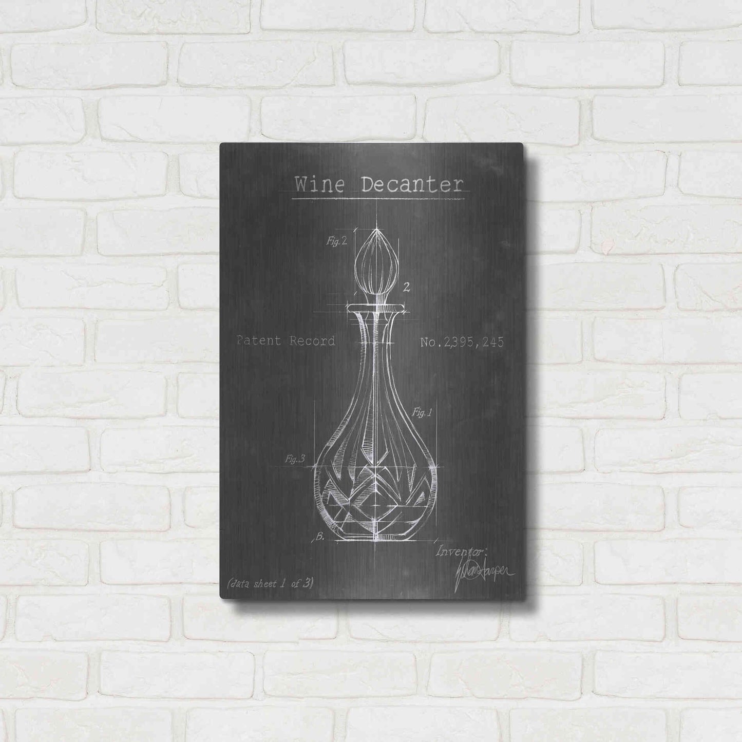 Luxe Metal Art 'Barware Blueprint VIII' by Ethan Harper Metal Wall Art,16x24