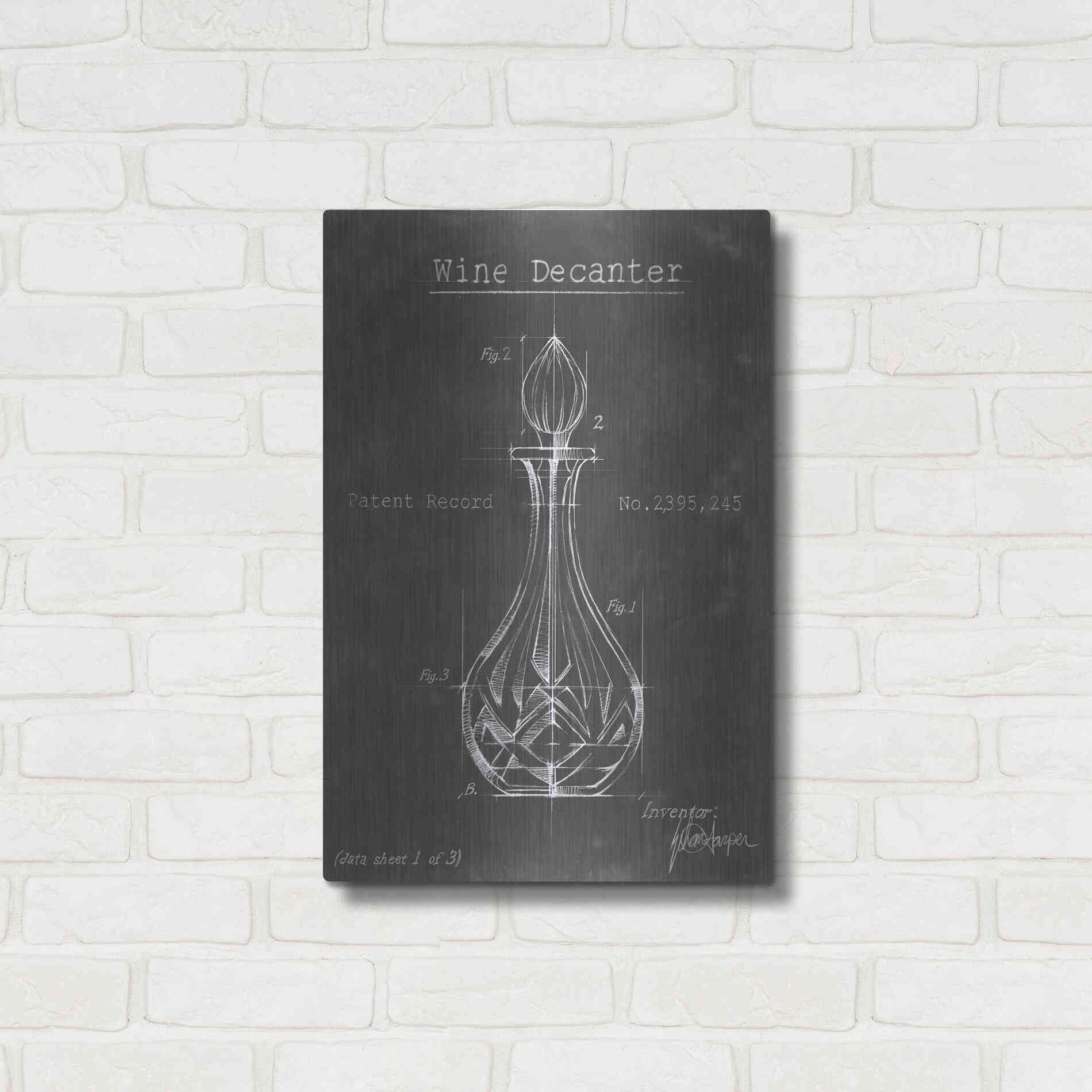 Luxe Metal Art 'Barware Blueprint VIII' by Ethan Harper Metal Wall Art,16x24