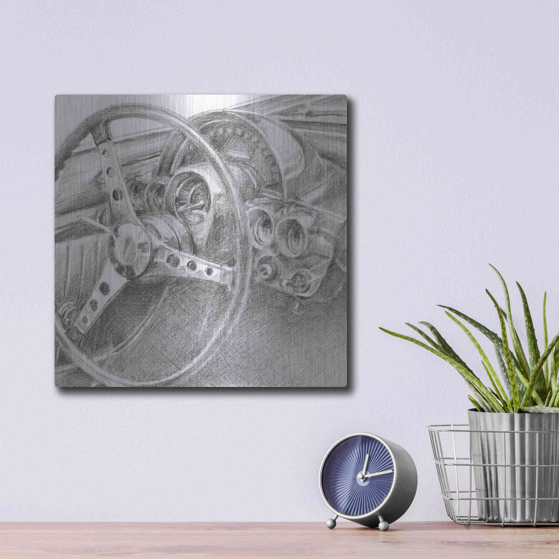 Luxe Metal Art 'Behind the Wheel II' by Ethan Harper Metal Wall Art,12x12