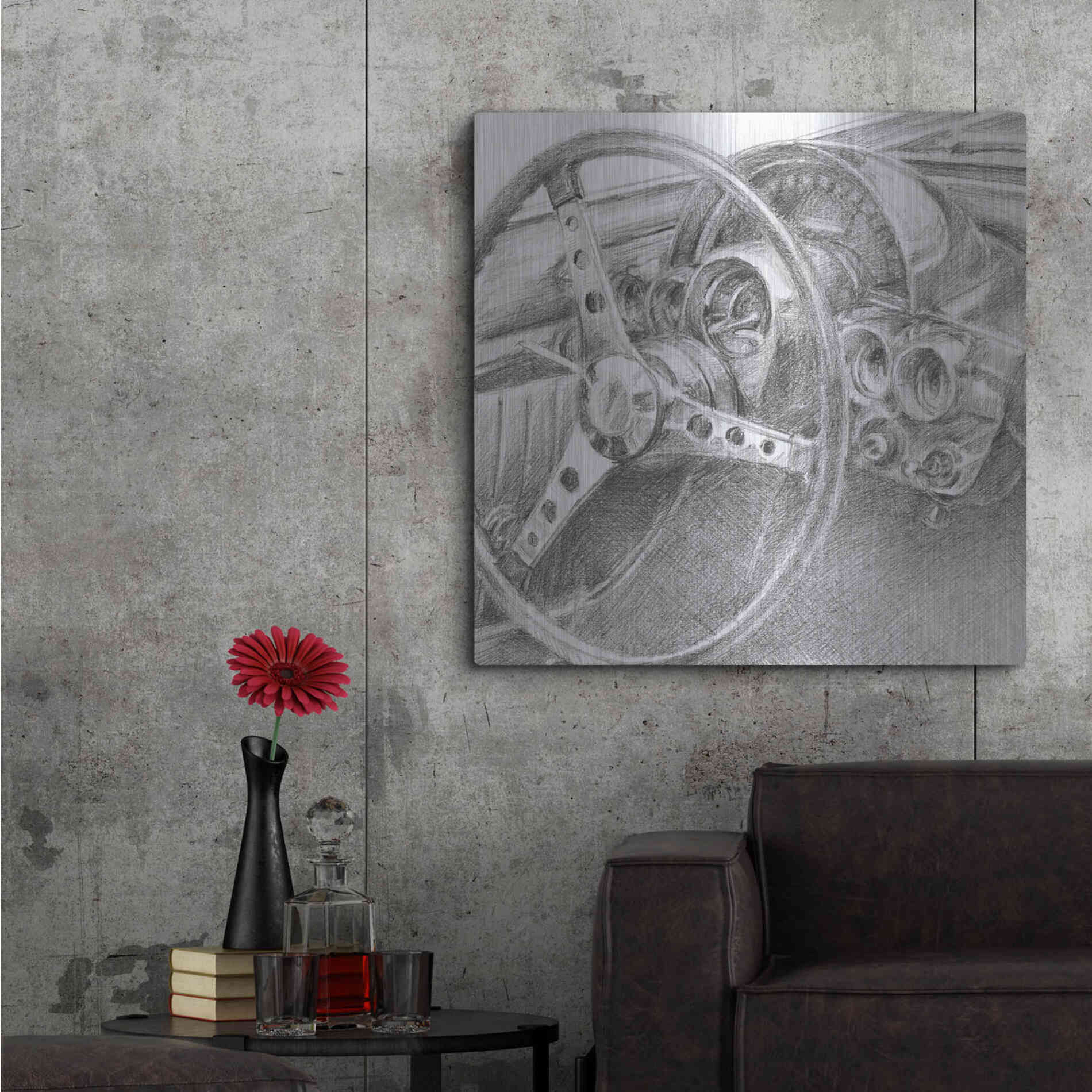 Luxe Metal Art 'Behind the Wheel II' by Ethan Harper Metal Wall Art,36x36