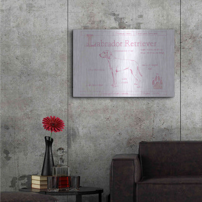 Luxe Metal Art 'Blueprint Labrador Retriever in Pink' by Ethan Harper Metal Wall Art,36x24