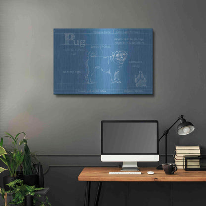 Luxe Metal Art 'Blueprint Pug' by Ethan Harper Metal Wall Art,36x24