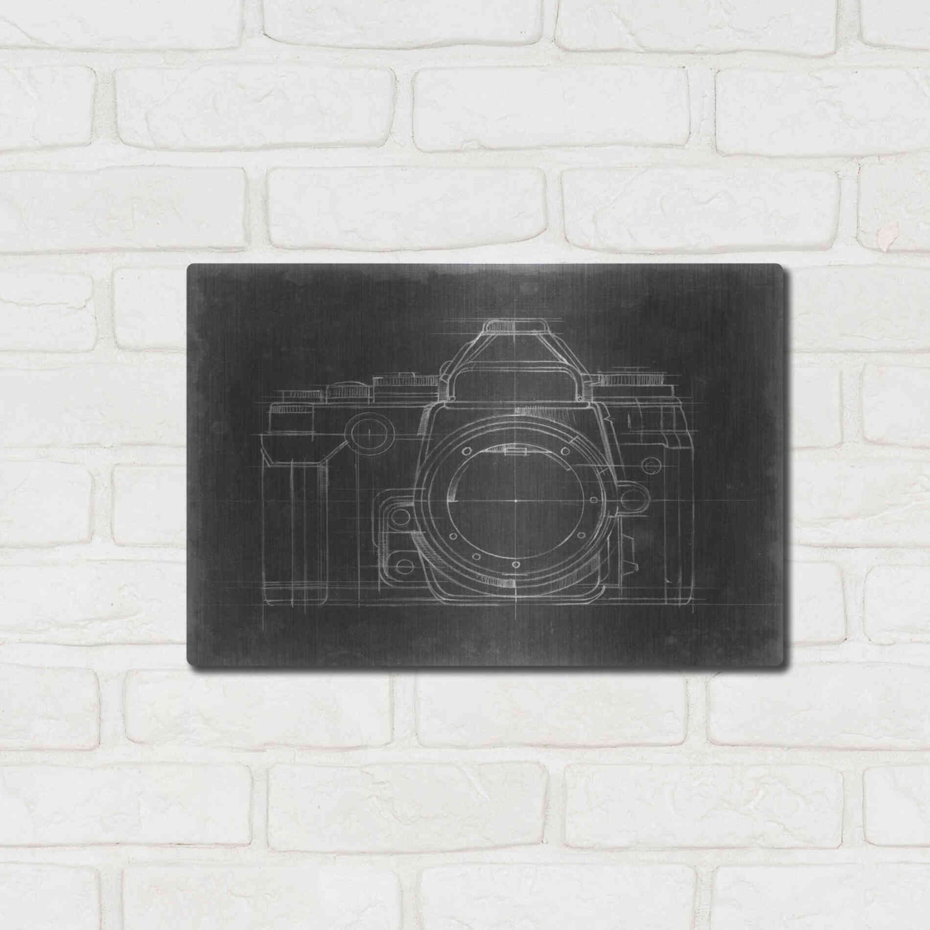 Luxe Metal Art 'Camera Blueprints IV' by Ethan Harper Metal Wall Art,16x12