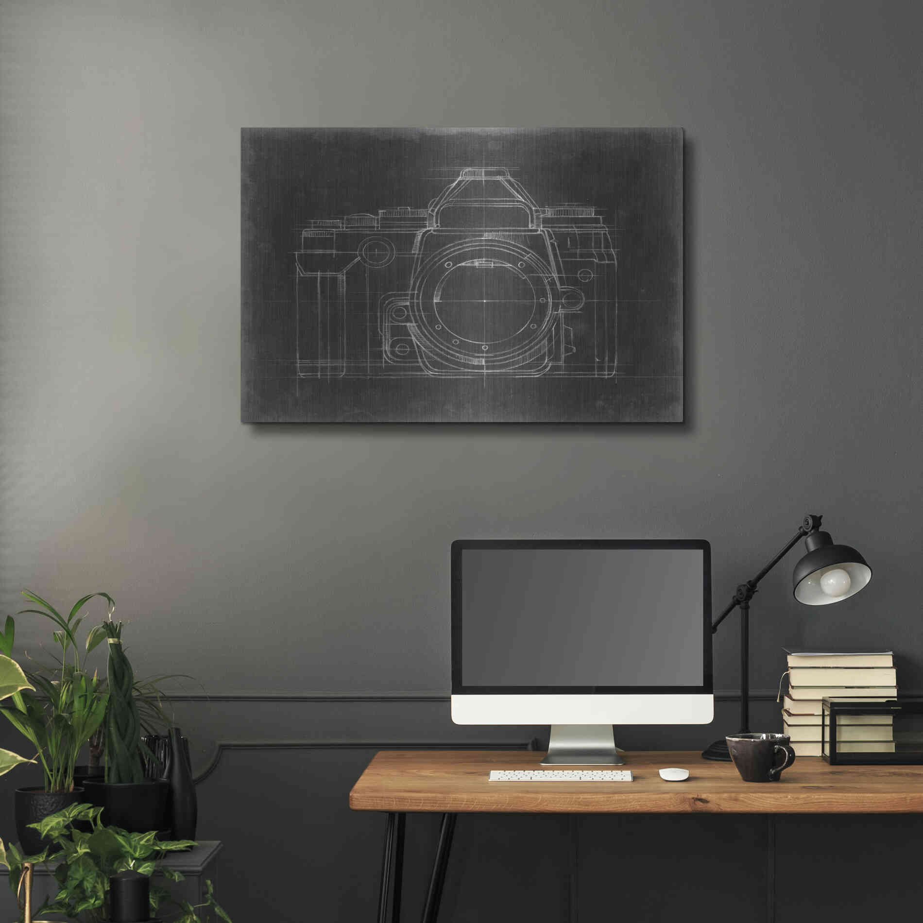 Luxe Metal Art 'Camera Blueprints IV' by Ethan Harper Metal Wall Art,36x24