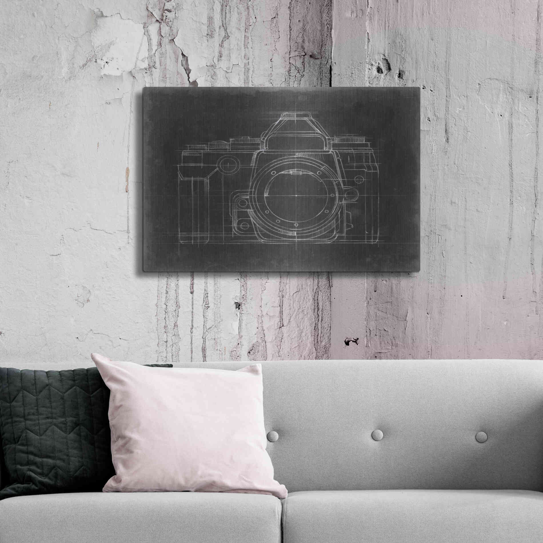 Luxe Metal Art 'Camera Blueprints IV' by Ethan Harper Metal Wall Art,36x24