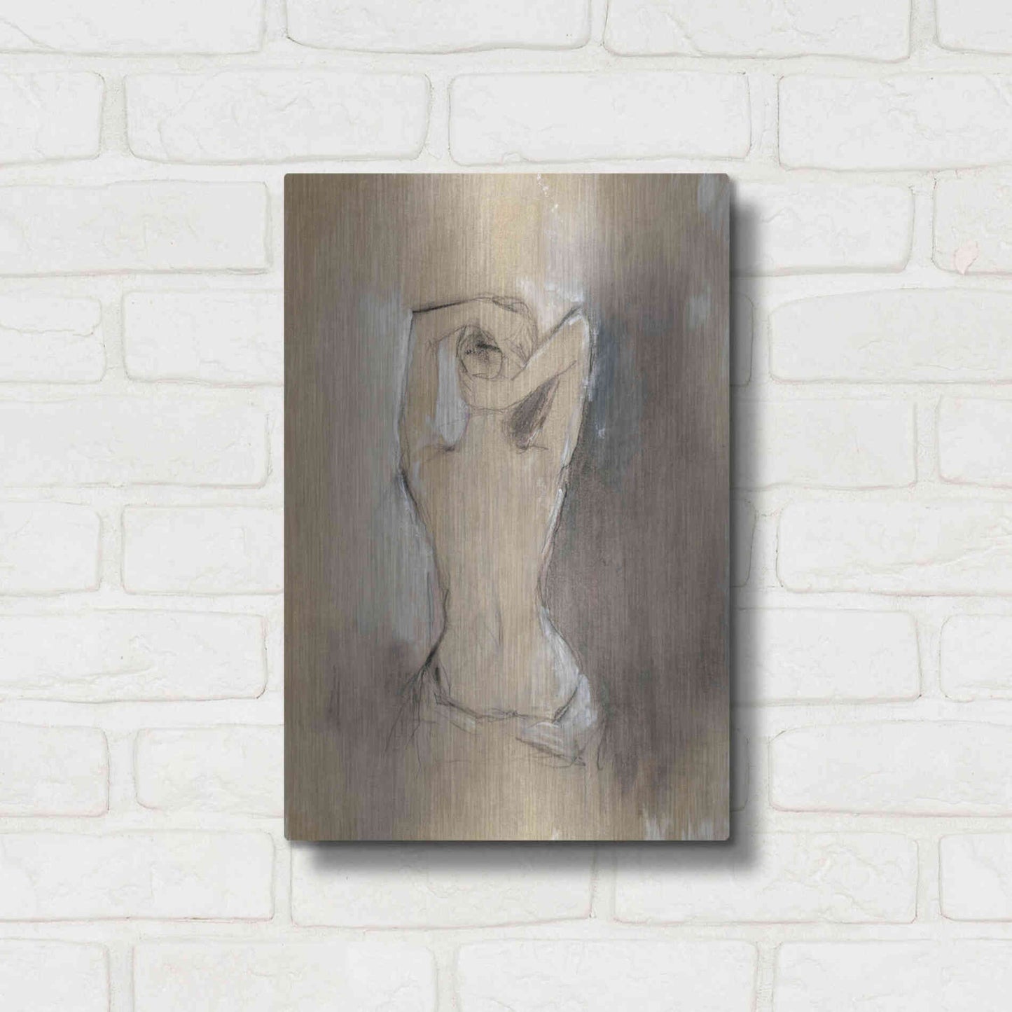 Luxe Metal Art 'Contemporary Draped Figure I' by Ethan Harper Metal Wall Art,12x16