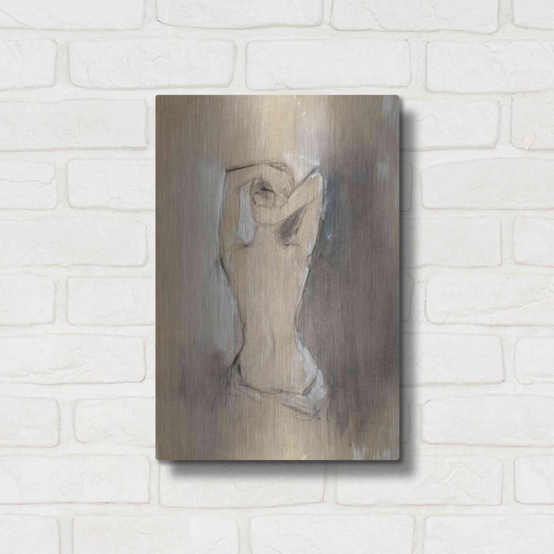 Luxe Metal Art 'Contemporary Draped Figure I' by Ethan Harper Metal Wall Art,12x16