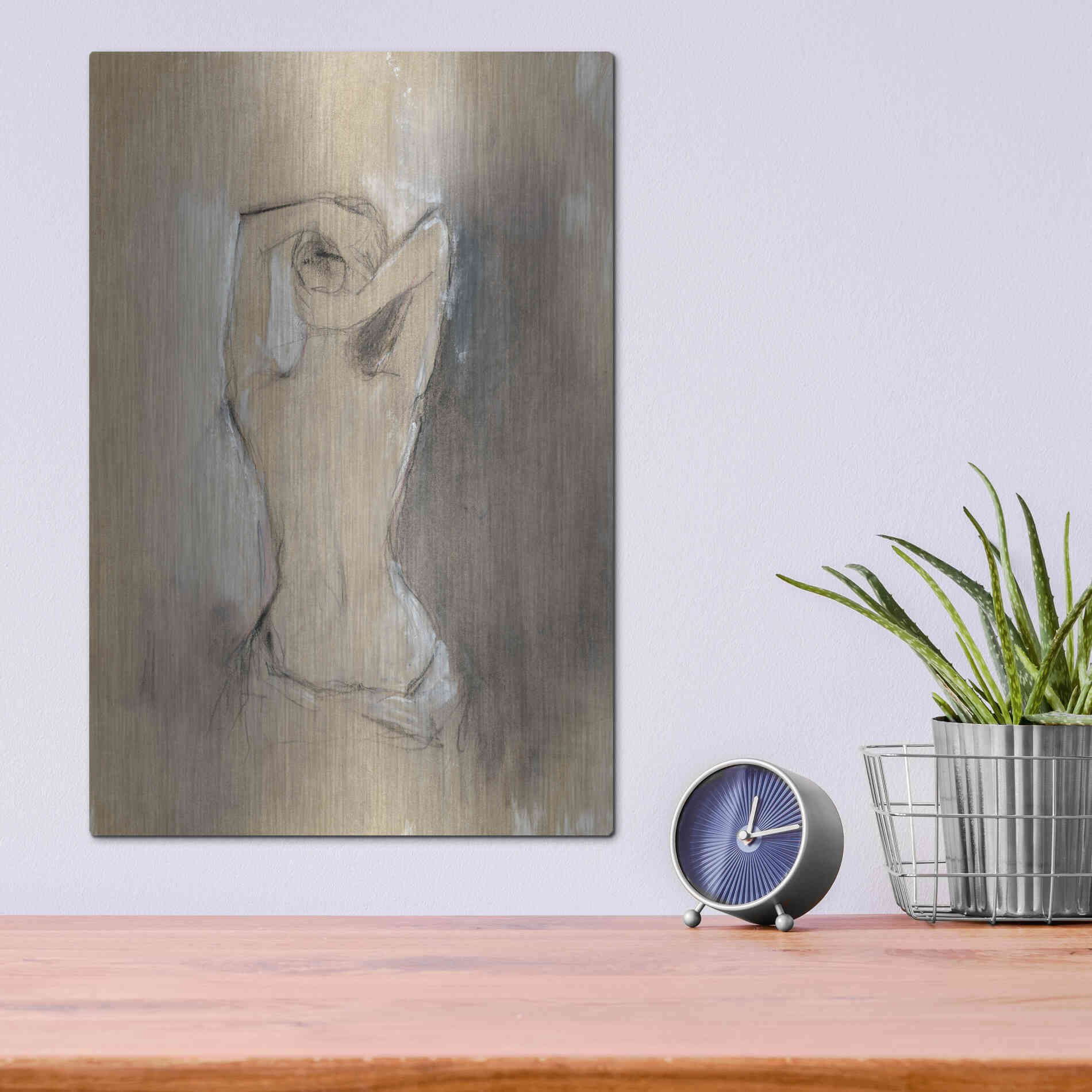 Luxe Metal Art 'Contemporary Draped Figure I' by Ethan Harper Metal Wall Art,12x16