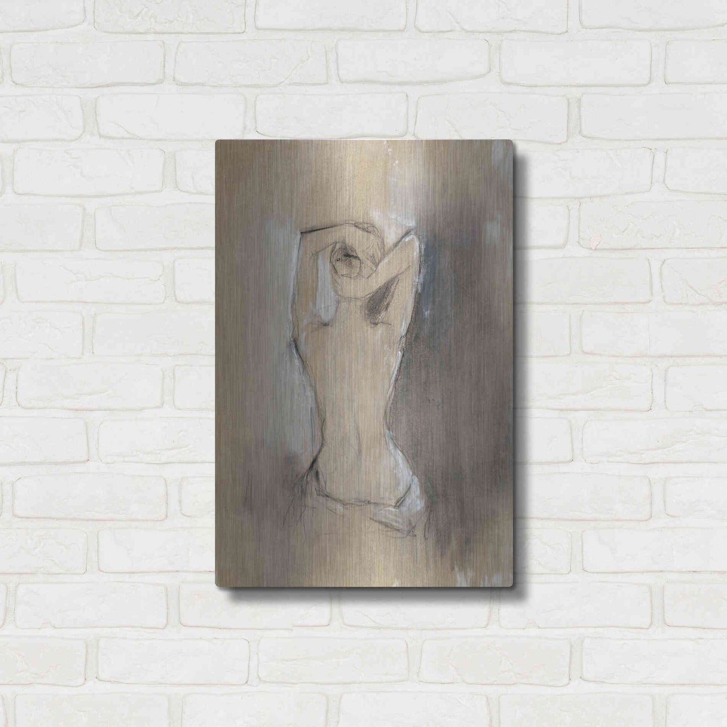 Luxe Metal Art 'Contemporary Draped Figure I' by Ethan Harper Metal Wall Art,16x24