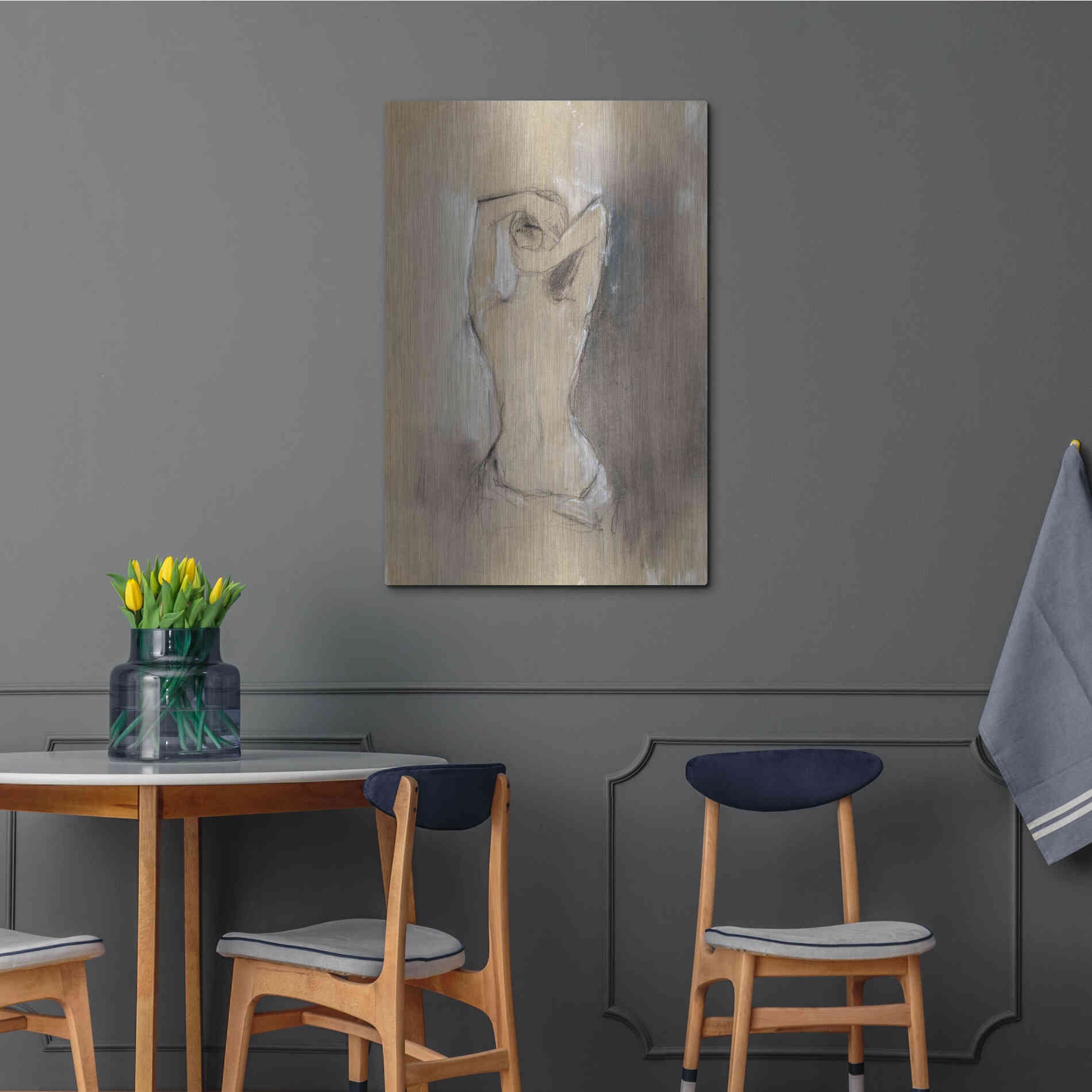 Luxe Metal Art 'Contemporary Draped Figure I' by Ethan Harper Metal Wall Art,24x36