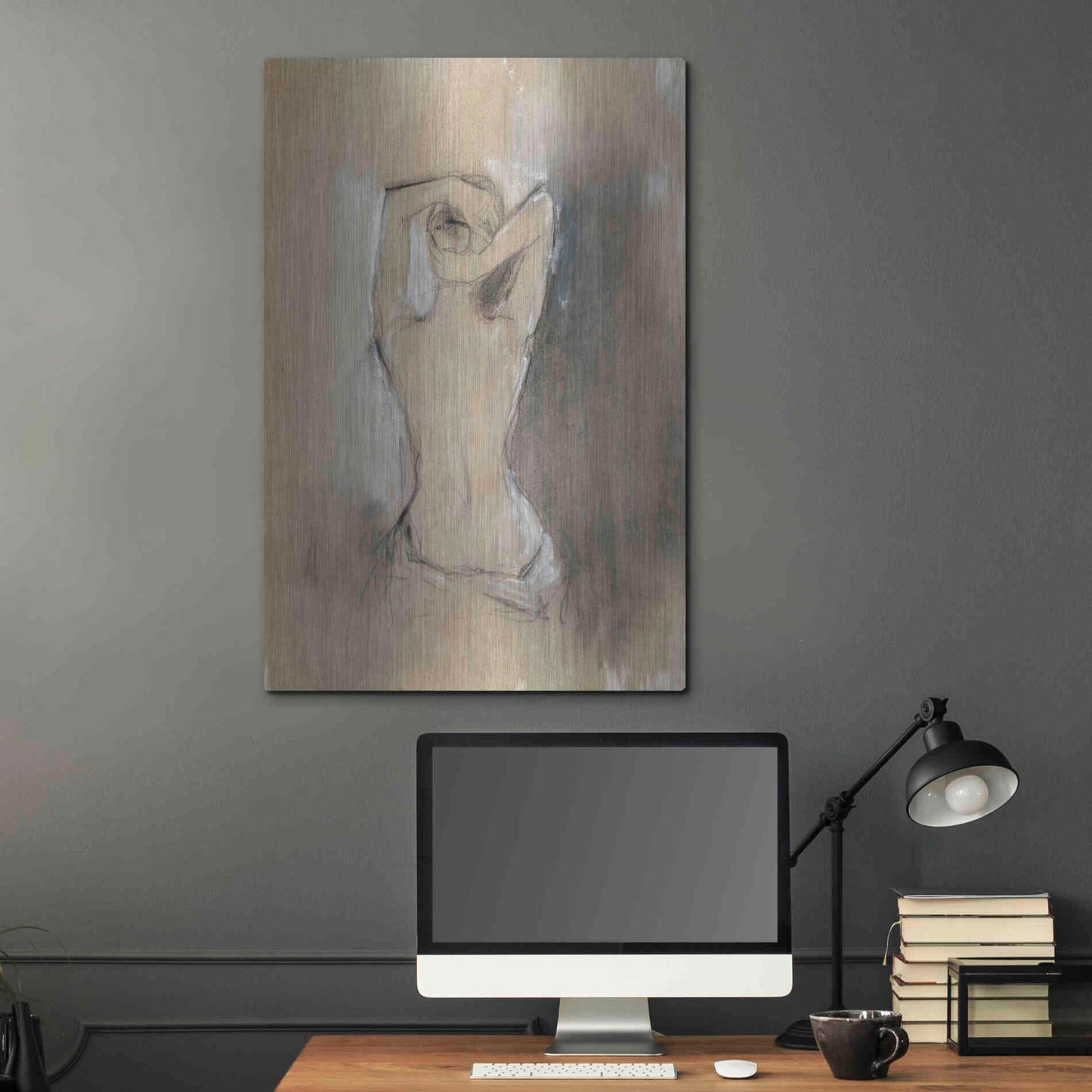 Luxe Metal Art 'Contemporary Draped Figure I' by Ethan Harper Metal Wall Art,24x36