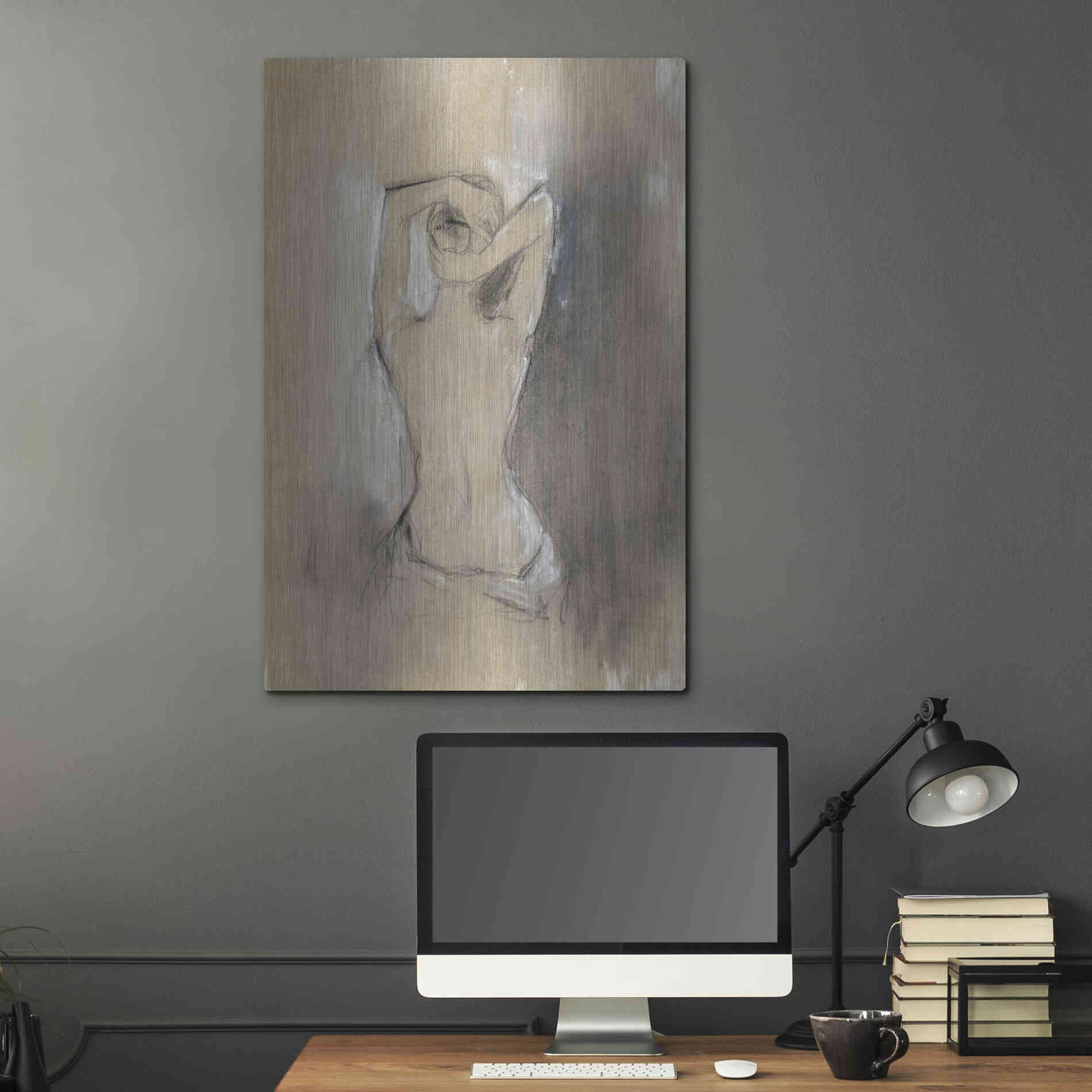 Luxe Metal Art 'Contemporary Draped Figure I' by Ethan Harper Metal Wall Art,24x36