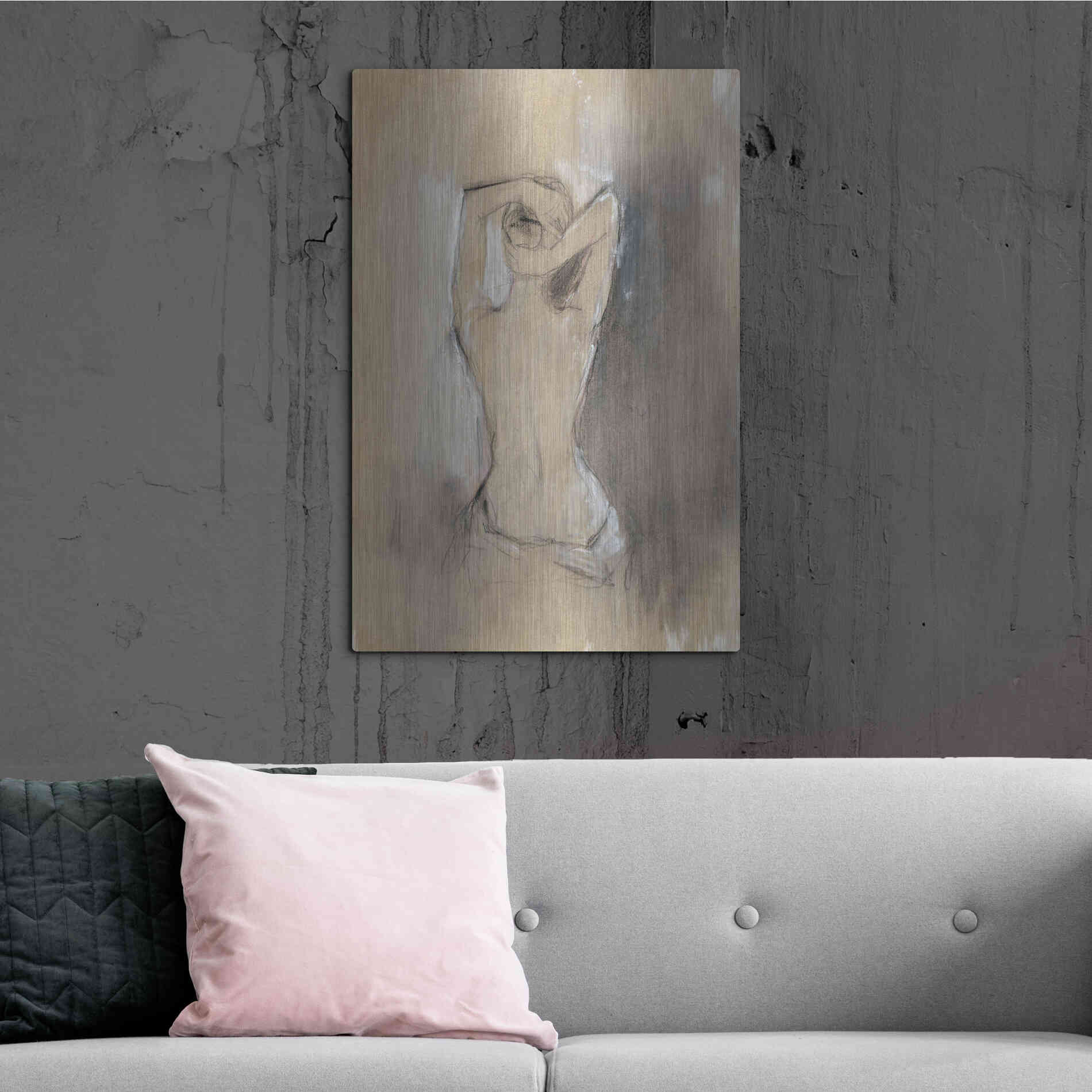 Luxe Metal Art 'Contemporary Draped Figure I' by Ethan Harper Metal Wall Art,24x36