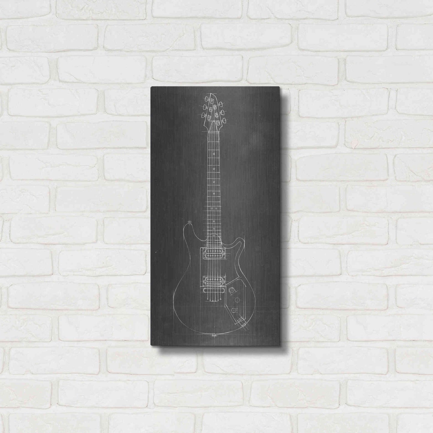 Luxe Metal Art 'Electric Guitar Blueprint II' by Ethan Harper Metal Wall Art,12x24