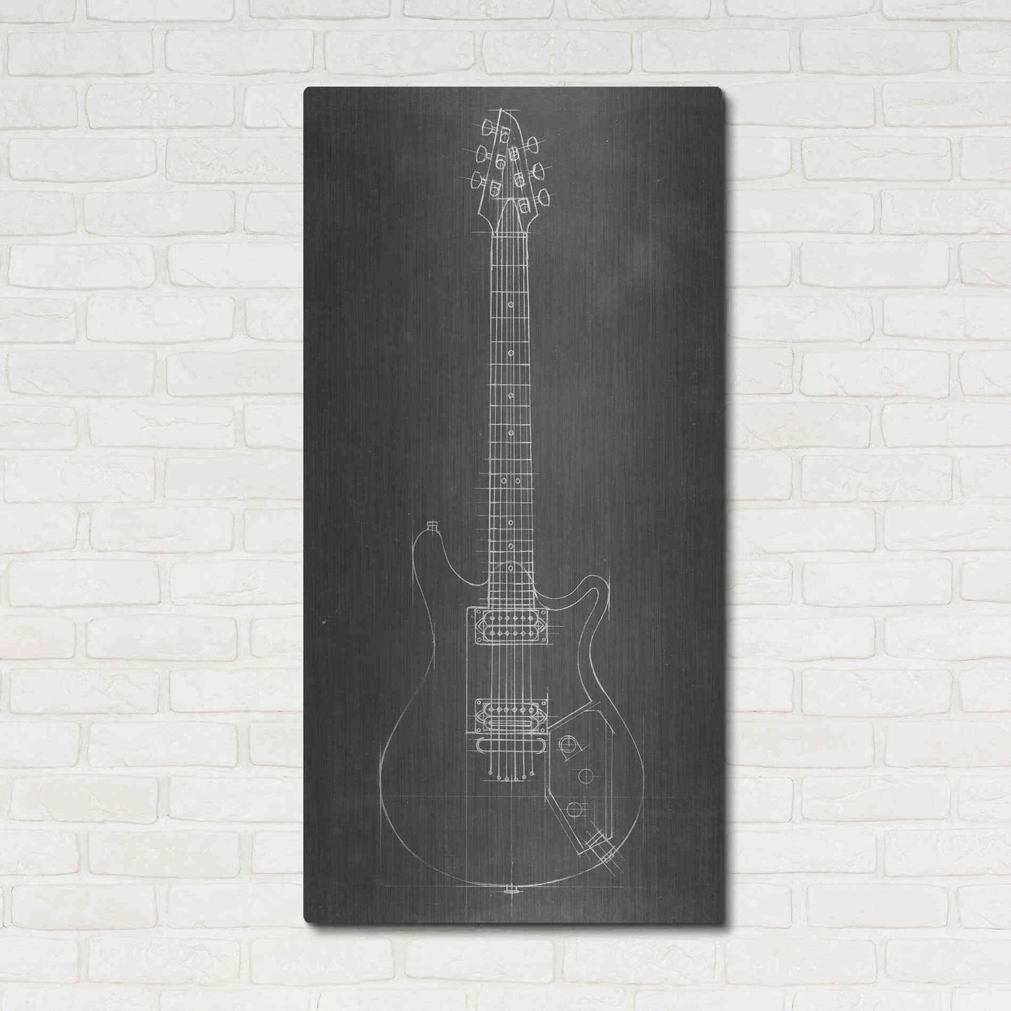 Luxe Metal Art 'Electric Guitar Blueprint II' by Ethan Harper Metal Wall Art,24x48