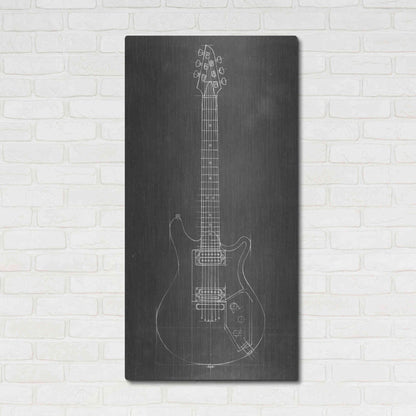 Luxe Metal Art 'Electric Guitar Blueprint II' by Ethan Harper Metal Wall Art,24x48