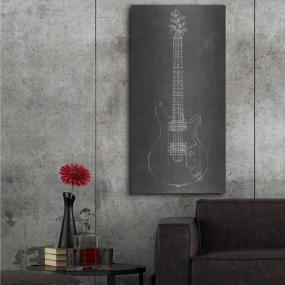 Luxe Metal Art 'Electric Guitar Blueprint II' by Ethan Harper Metal Wall Art,24x48