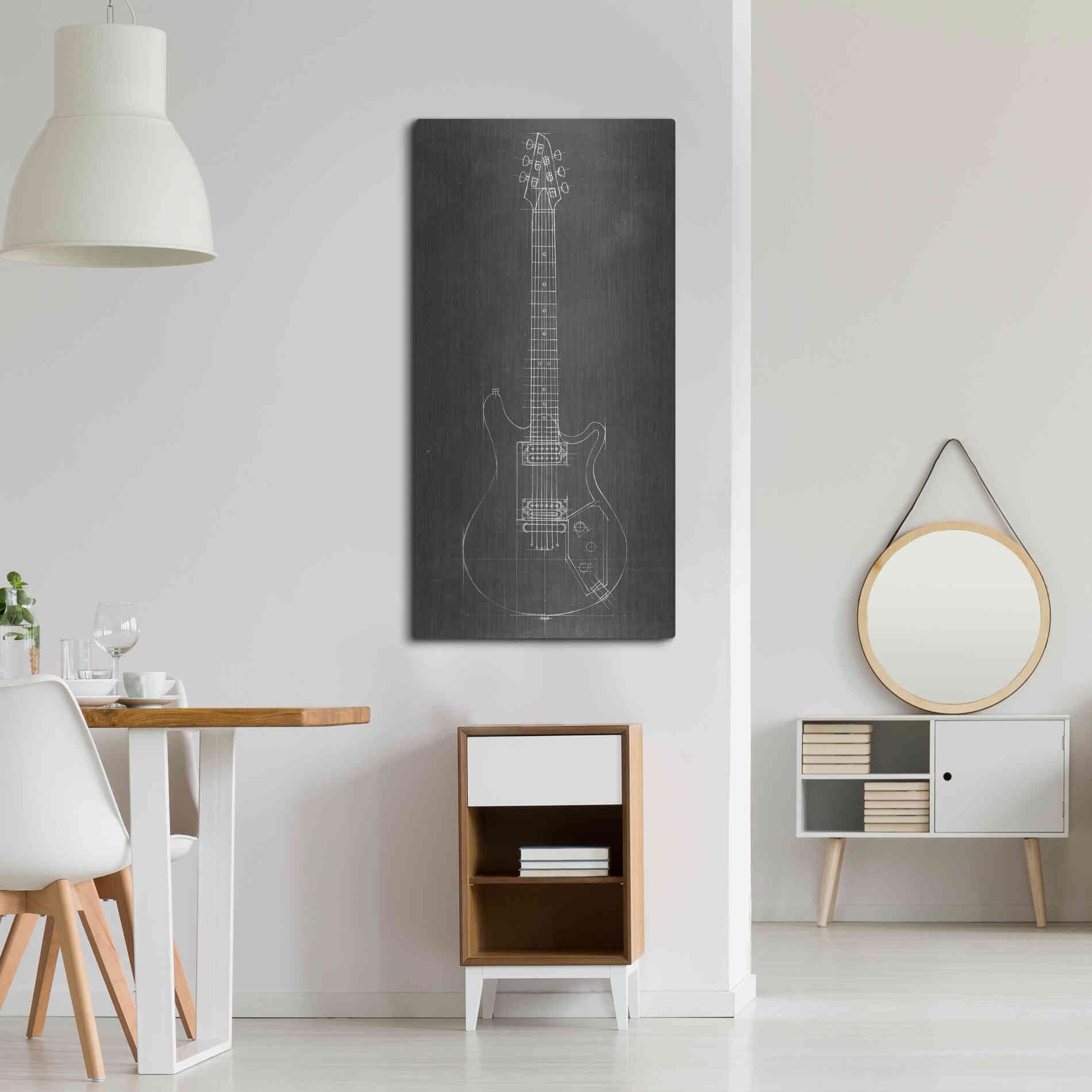 Luxe Metal Art 'Electric Guitar Blueprint II' by Ethan Harper Metal Wall Art,24x48