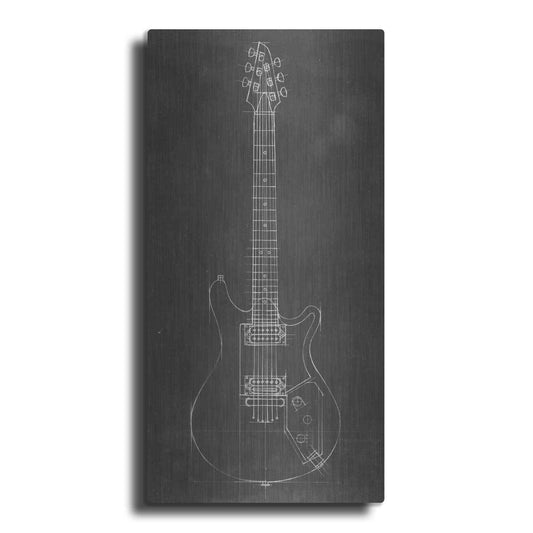 Luxe Metal Art 'Electric Guitar Blueprint II' by Ethan Harper Metal Wall Art