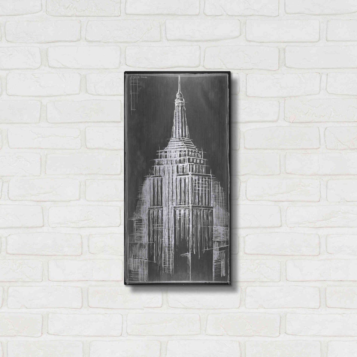 Luxe Metal Art 'Empire State Blueprint' by Ethan Harper Metal Wall Art,12x24