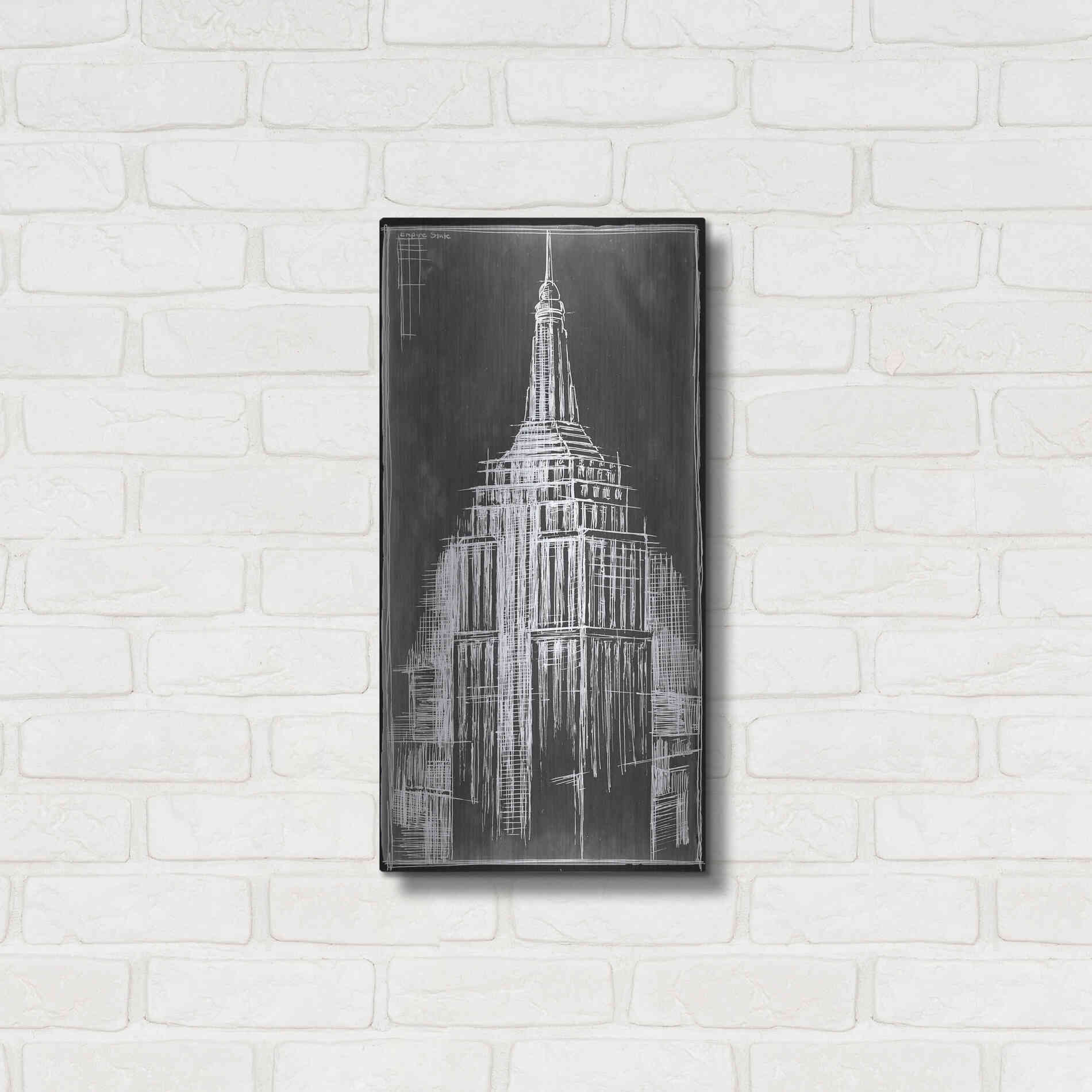 Luxe Metal Art 'Empire State Blueprint' by Ethan Harper Metal Wall Art,12x24