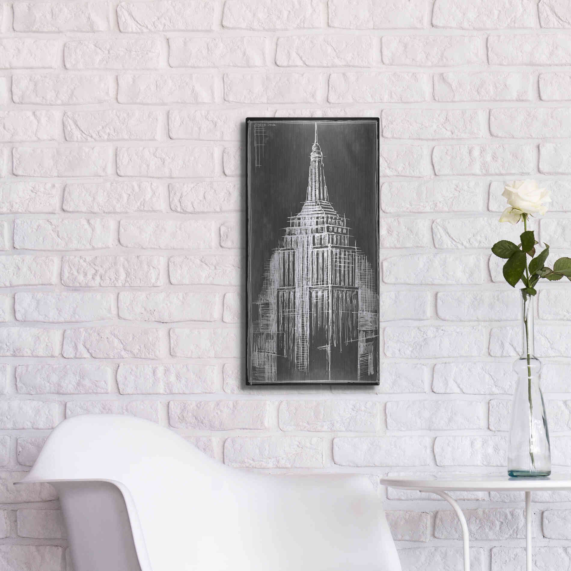 Luxe Metal Art 'Empire State Blueprint' by Ethan Harper Metal Wall Art,12x24