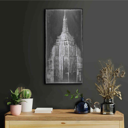 Luxe Metal Art 'Empire State Blueprint' by Ethan Harper Metal Wall Art,12x24