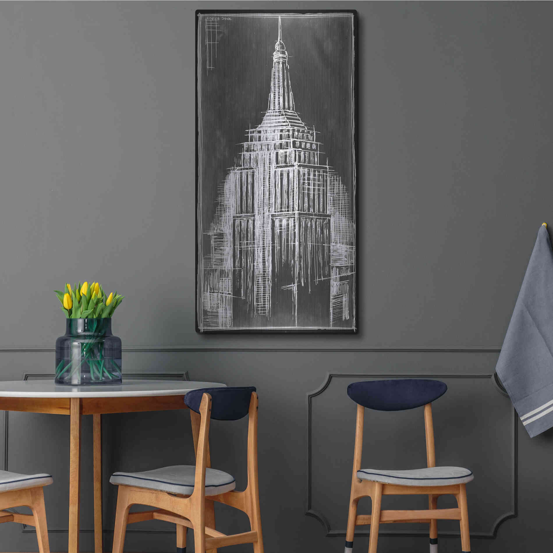 Luxe Metal Art 'Empire State Blueprint' by Ethan Harper Metal Wall Art,24x48