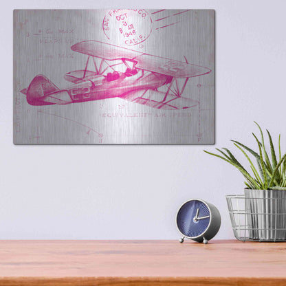 Luxe Metal Art 'Flight Schematic I in Pink' by Ethan Harper Metal Wall Art,16x12