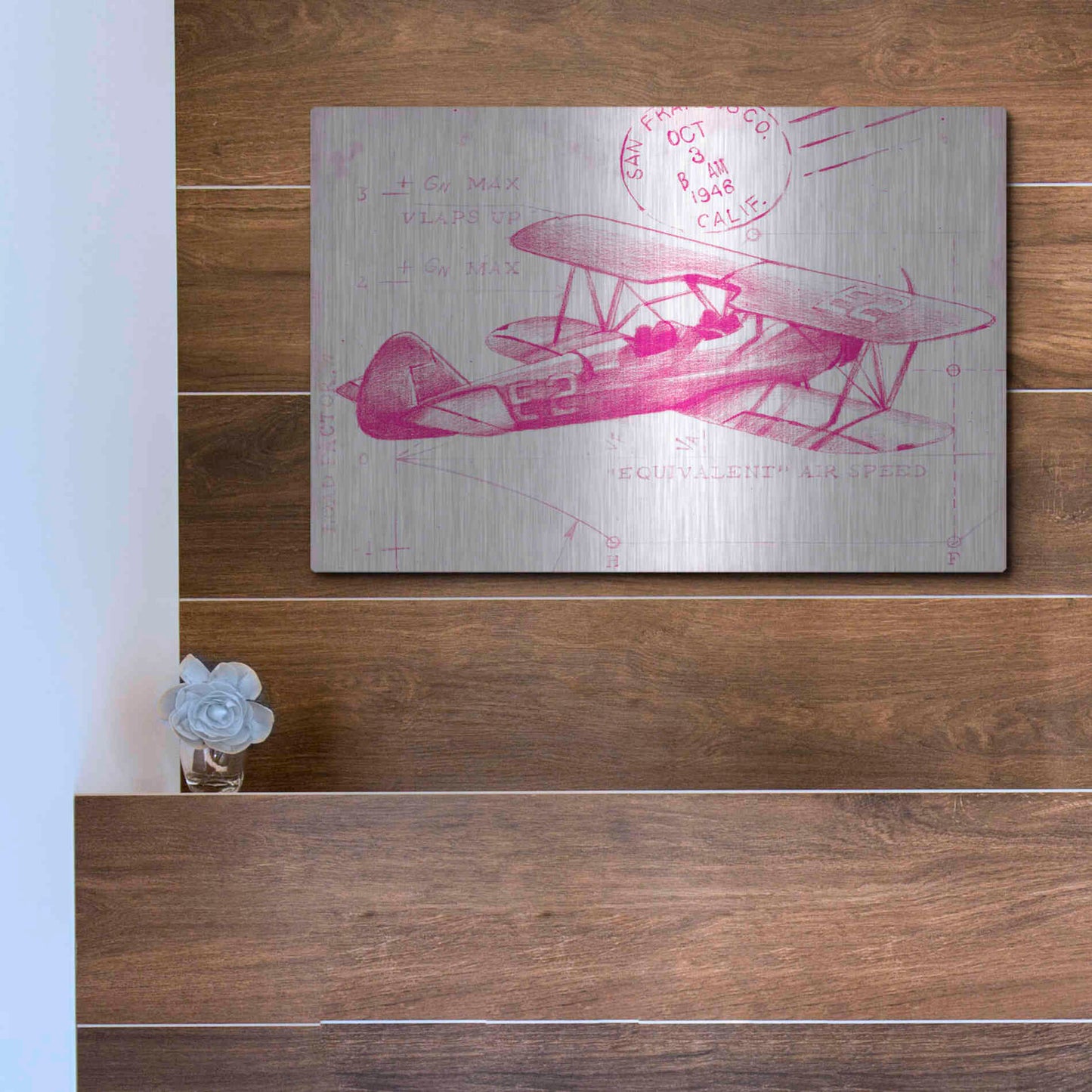 Luxe Metal Art 'Flight Schematic I in Pink' by Ethan Harper Metal Wall Art,16x12