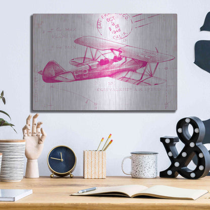 Luxe Metal Art 'Flight Schematic I in Pink' by Ethan Harper Metal Wall Art,16x12