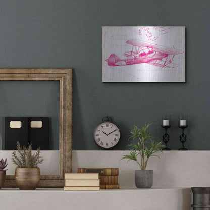 Luxe Metal Art 'Flight Schematic I in Pink' by Ethan Harper Metal Wall Art,16x12