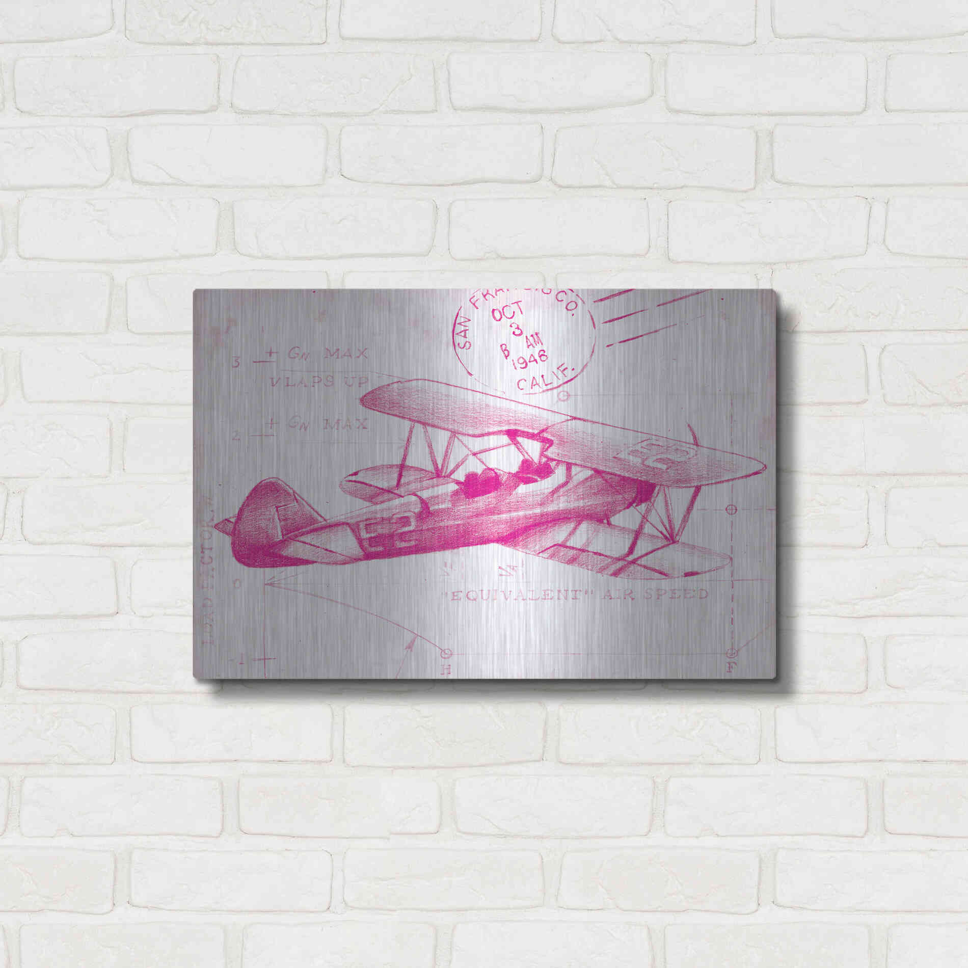 Luxe Metal Art 'Flight Schematic I in Pink' by Ethan Harper Metal Wall Art,24x16