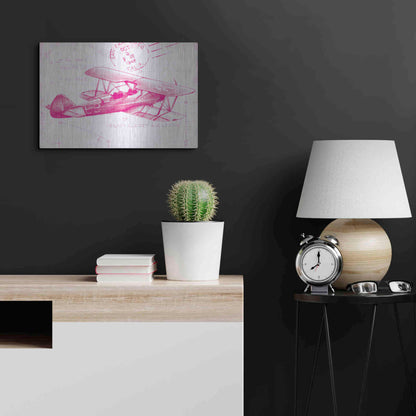 Luxe Metal Art 'Flight Schematic I in Pink' by Ethan Harper Metal Wall Art,24x16