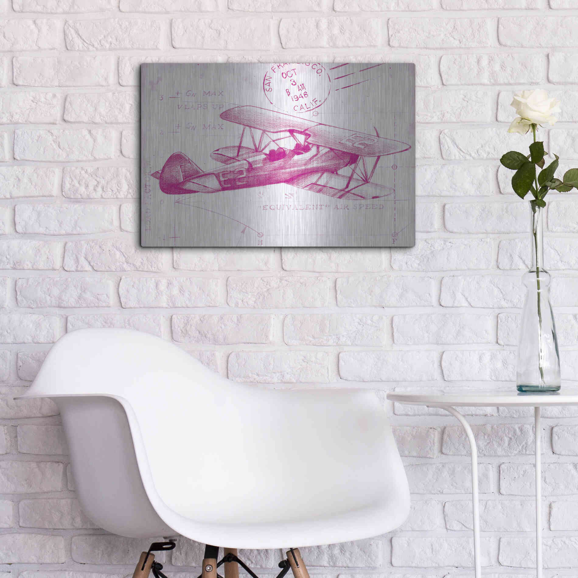 Luxe Metal Art 'Flight Schematic I in Pink' by Ethan Harper Metal Wall Art,24x16