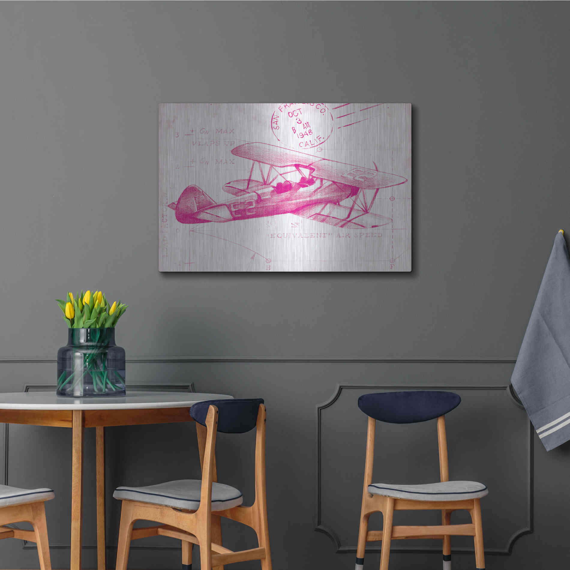 Luxe Metal Art 'Flight Schematic I in Pink' by Ethan Harper Metal Wall Art,36x24