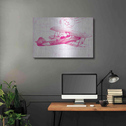 Luxe Metal Art 'Flight Schematic I in Pink' by Ethan Harper Metal Wall Art,36x24