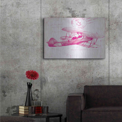 Luxe Metal Art 'Flight Schematic I in Pink' by Ethan Harper Metal Wall Art,36x24