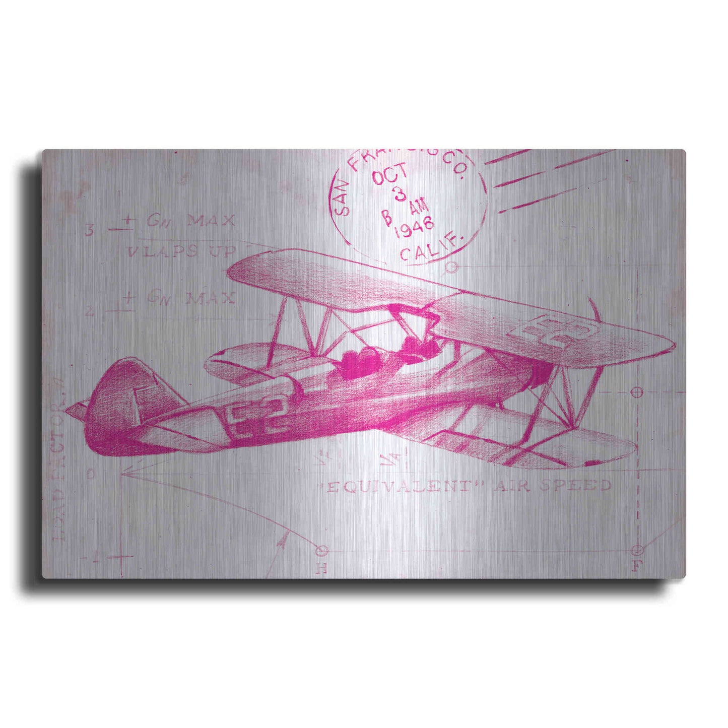 Luxe Metal Art 'Flight Schematic I in Pink' by Ethan Harper Metal Wall Art