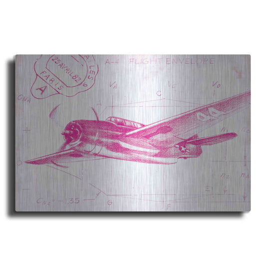 Luxe Metal Art 'Flight Schematic II in Pink' by Ethan Harper Metal Wall Art