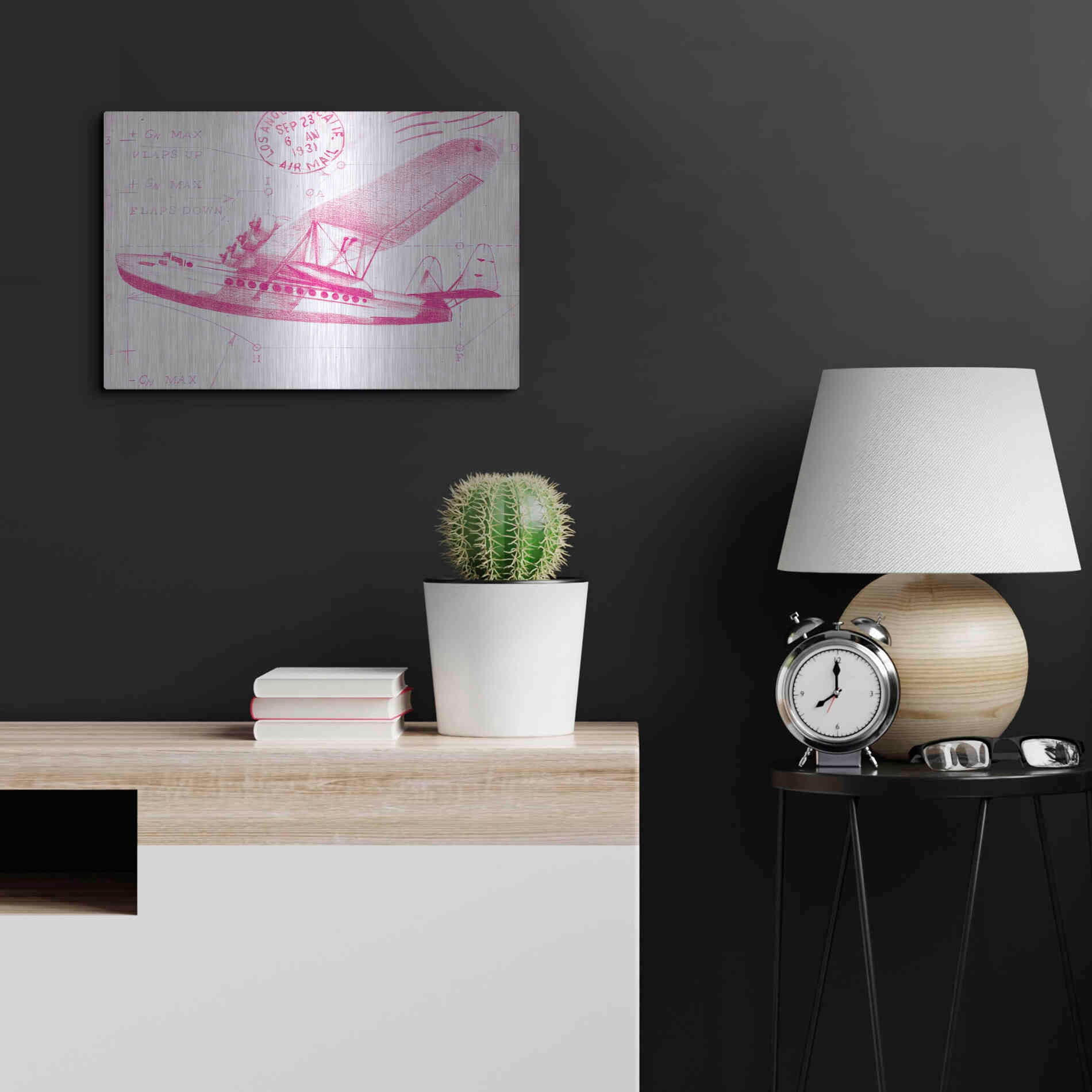 Luxe Metal Art 'Flight Schematic III in Pink' by Ethan Harper Metal Wall Art,24x16