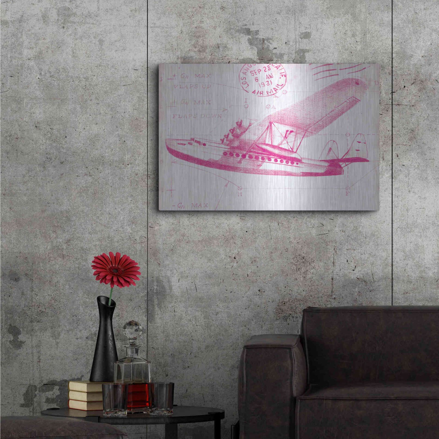 Luxe Metal Art 'Flight Schematic III in Pink' by Ethan Harper Metal Wall Art,36x24