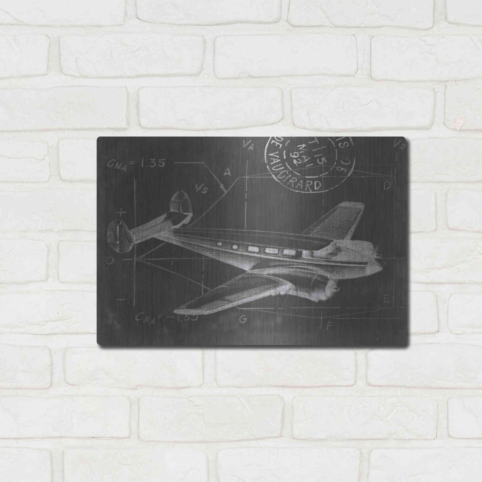 Luxe Metal Art 'Flight Schematic IV' by Ethan Harper Metal Wall Art,16x12