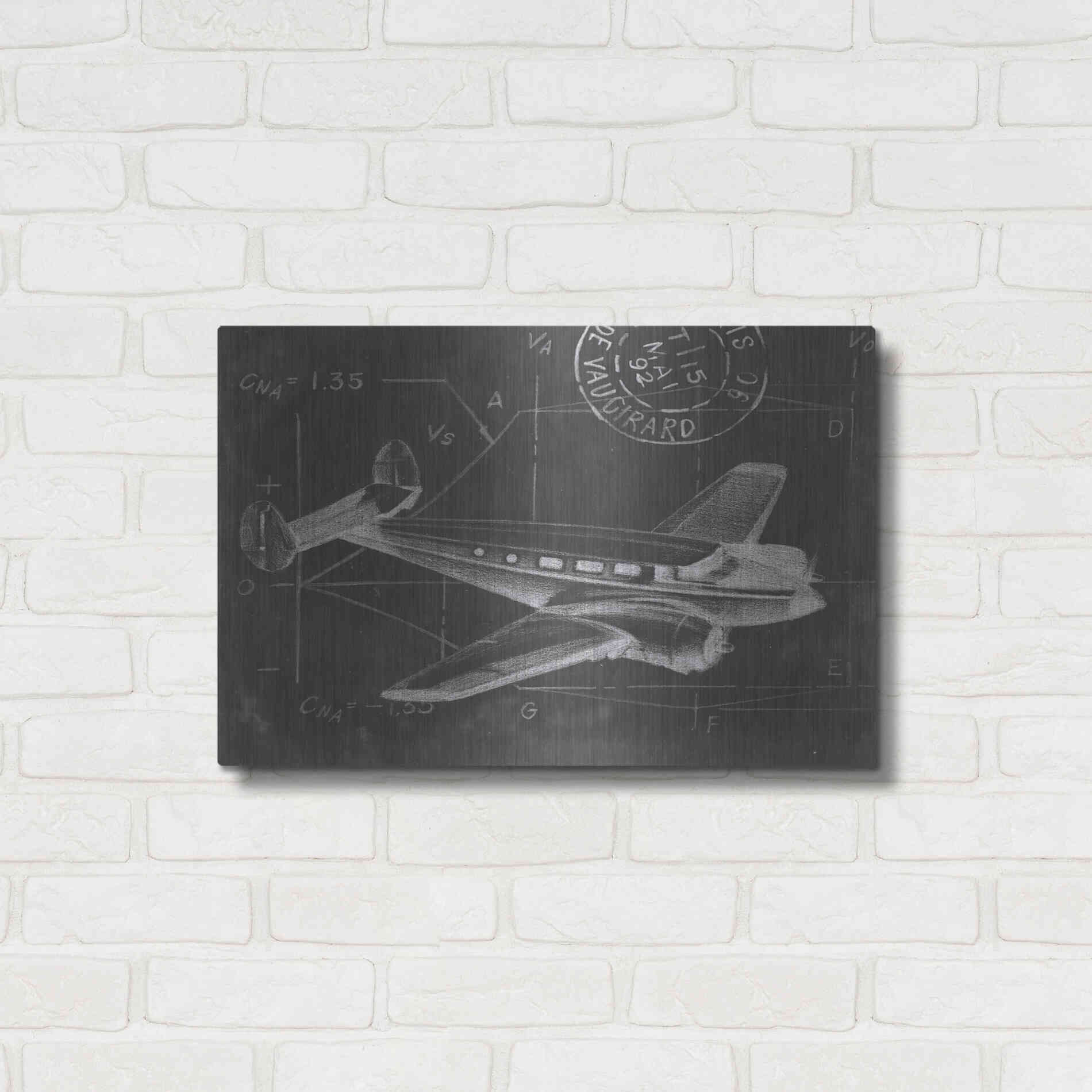 Luxe Metal Art 'Flight Schematic IV' by Ethan Harper Metal Wall Art,24x16